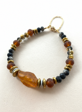 BDLB10 - Raw Amber and crystal bracelet