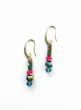 BDLE14 - Crystal multi coloured drop Earrings