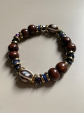 FRTB02 - Porcelain, dyed wood, clay and Hematite elastic bracelet