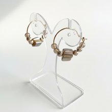CSTE10 - Shell & Crystal hoop earrings - Cream, Pearl