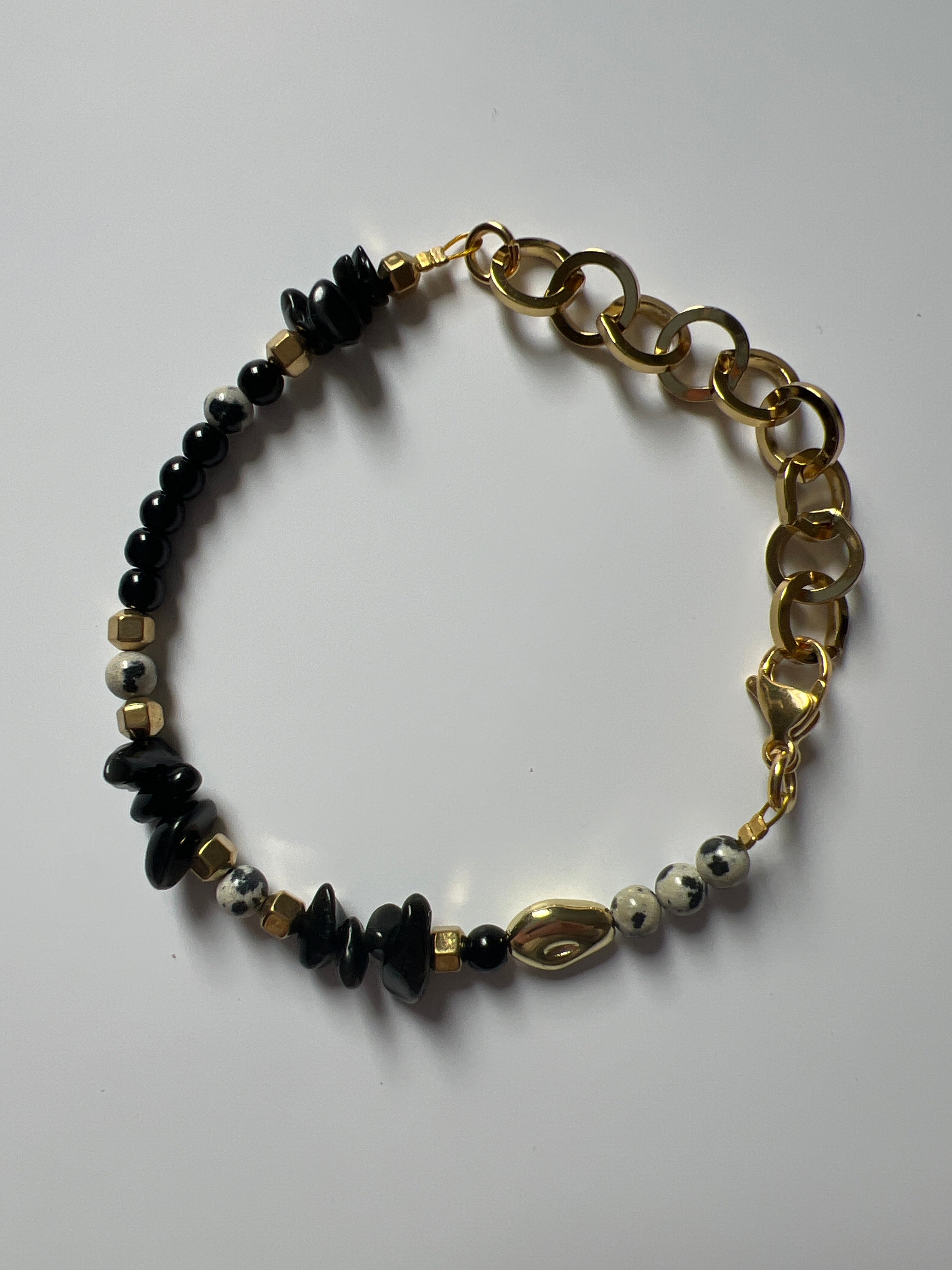 EORB06 - black gold nugget bracelet