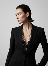 FRT04 - Adjustable cord necklace Glass, painted wood, coconut, clay and tibetan metal detail