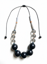 FRT04 - Adjustable cord necklace Glass, painted wood, coconut, clay and tibetan metal detail