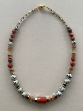 BDL02 - Dalmatian Jasper & Sandstone barrel necklace