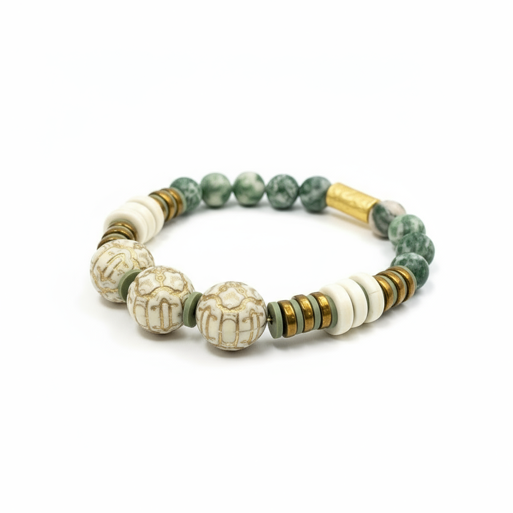 CSTB05 - semi precious stones, Acrylic, Hematite and clay bracelet