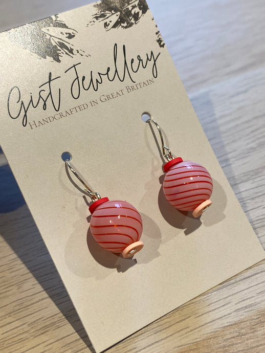 HILE75 - Blown Glass Globe earrings - Candy Pink