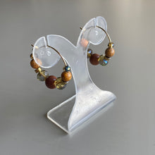 CSTE02 - Sandstone & Maifanite stone hoop earrings - Natural Tones