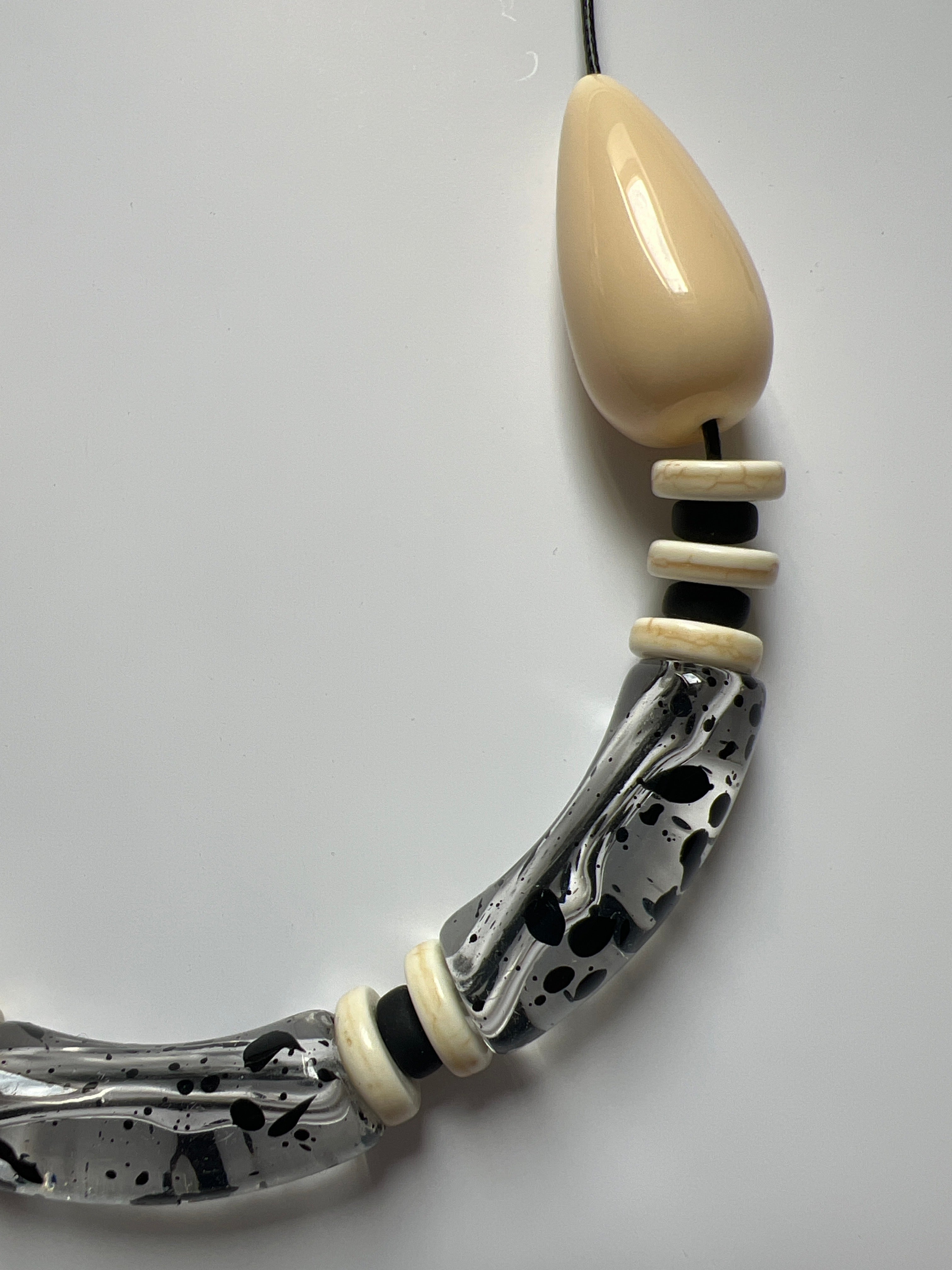 EOR05 - Translucent Clear , black adjustable cord necklace