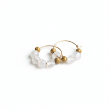 CSTE13 - Natural Agate hoop earrings - Bronze, Milky white