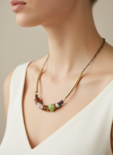 FRT09 - Vintage Glass, Gold plated hematite and crystals.