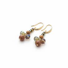 CSTE03 - Maifanite & Sandstone Dangle drop earrings - Natural Tones