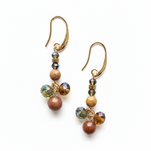 CSTE03 - Maifanite & Sandstone Dangle drop earrings - Natural Tones