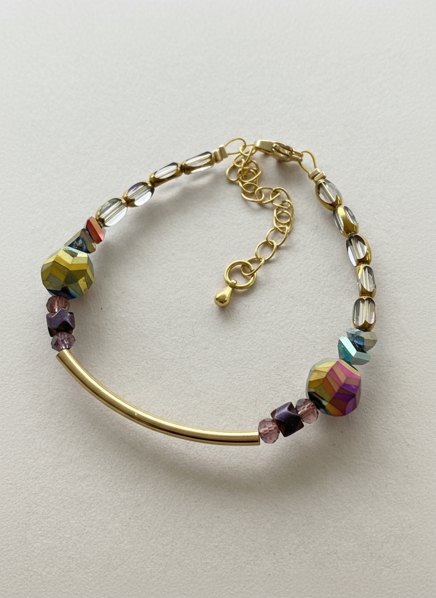 BDLB18 - Crystal and purple Hematite bracelet