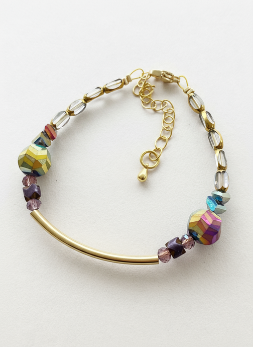 BDLB18 - Crystal and purple Hematite bracelet