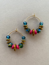 BDLHE14 - Crystal multi coloured Hoop Earrings