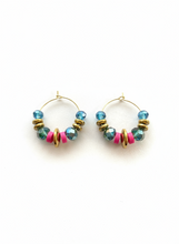BDLHE14 - Crystal multi coloured Hoop Earrings
