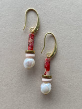 BDLE05 - Pink, peach & Freshwater drop earrings