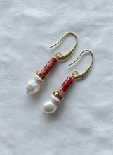 BDLE05 - Pink, peach & Freshwater drop earrings