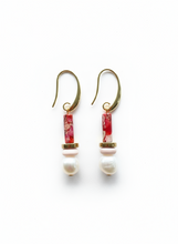BDLE05 - Pink, peach & Freshwater drop earrings