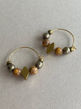 BDLHE08 - Red Jasper, Maifan, & Nugget Hoop Earrings
