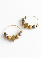 BDLHE08 - Red Jasper, Maifan, & Nugget Hoop Earrings