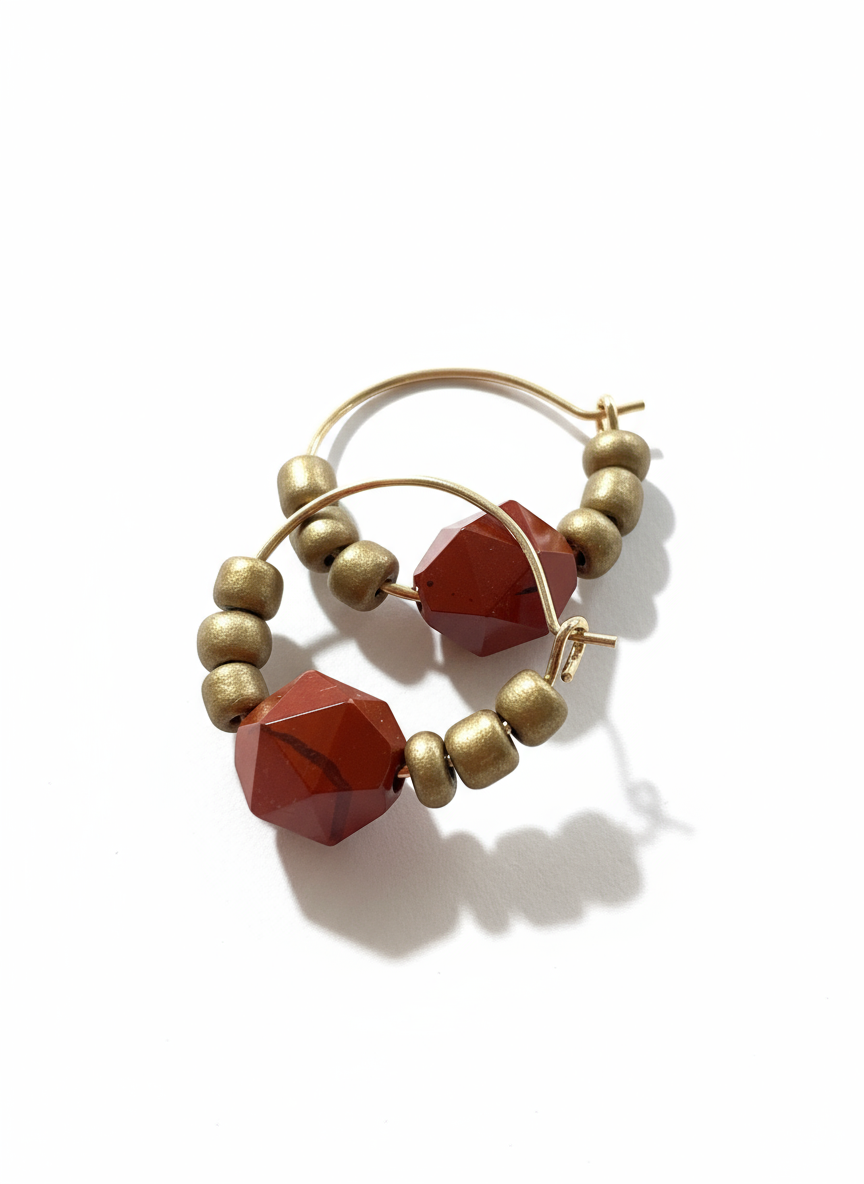 BDLHE01 - Red Jasper Hoop Earrings