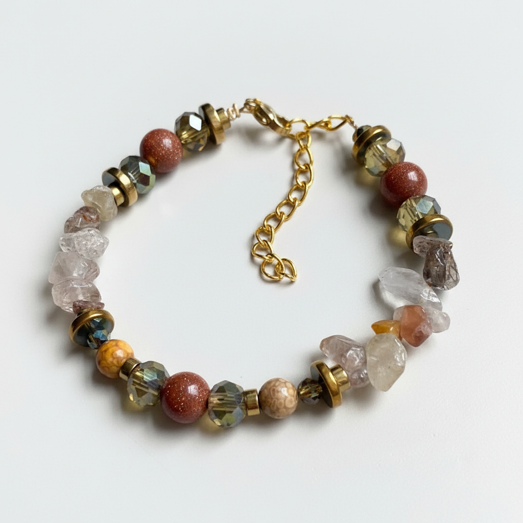 CSTB02 - Gemstone, Sandstone & Maifanite stone bracelet - Natural Tones