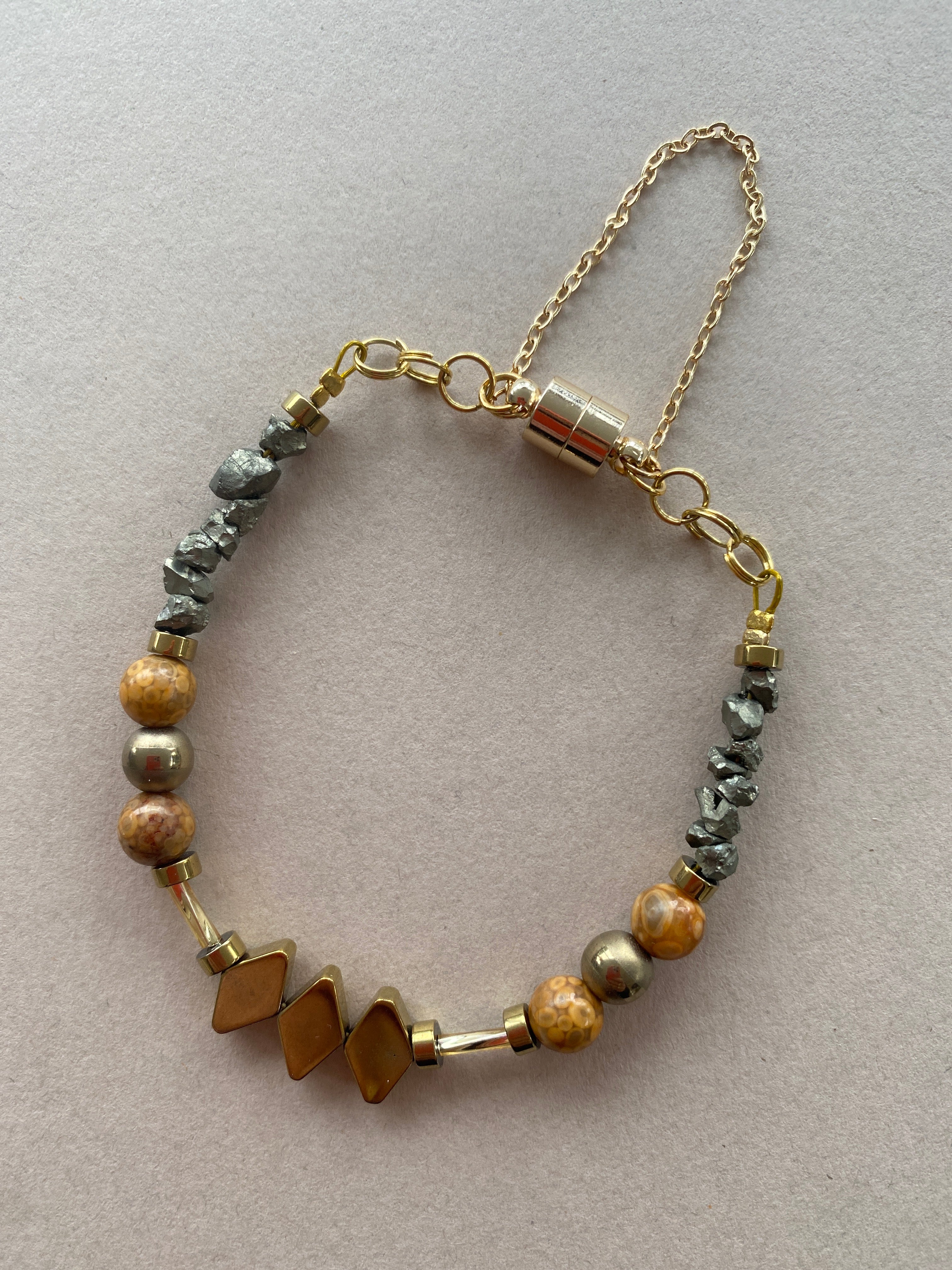 BDLB08 - Red Jasper, Maifan, & Nugget Bracelet