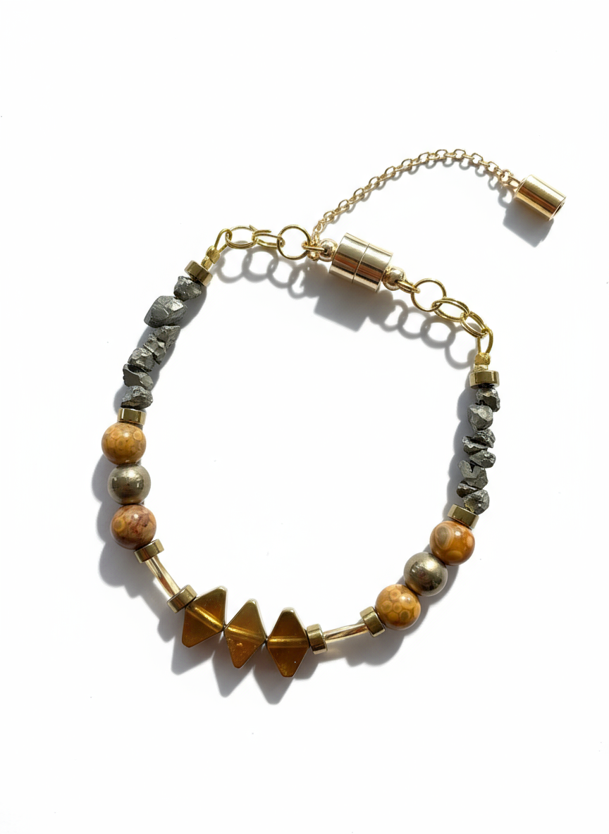 BDLB08 - Red Jasper, Maifan, & Nugget Bracelet