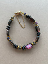 BDLB15 - Hematite, Glass & crystal bracelet in purple and bracelet