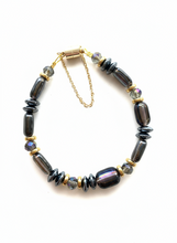 BDLB15 - Hematite, Glass & crystal bracelet in purple and bracelet