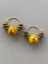 BDLHE06 - Orange and yellow featured Lampwork glass detail Hoop earrings