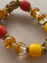 BDLB06 - Orange and yellow resin elasticated bracelet
