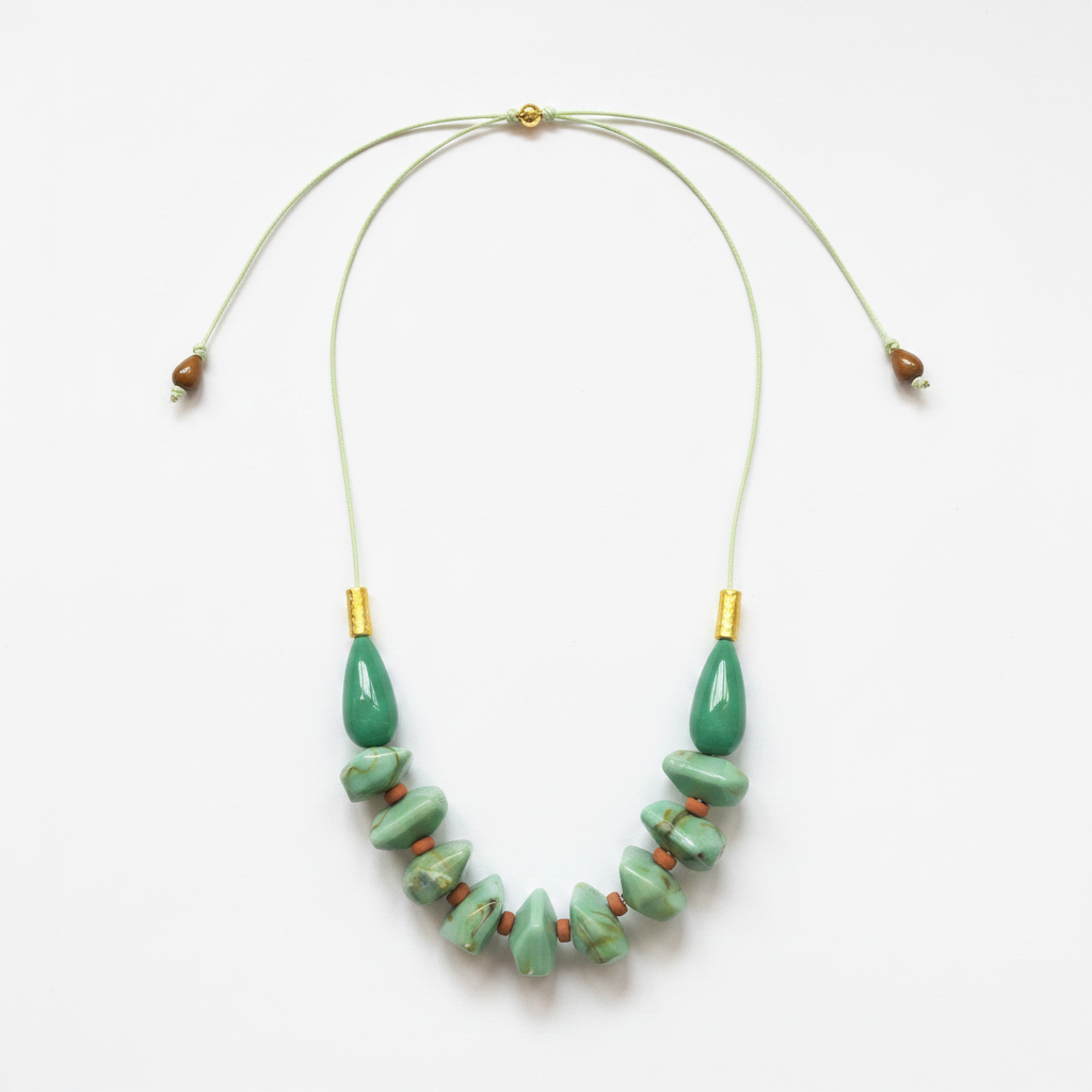 EOR12 - Jade Green, Aqua adjustable necklace