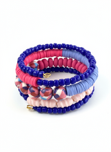 HILB01 - Royal Blue and Pink Coil Bracelet