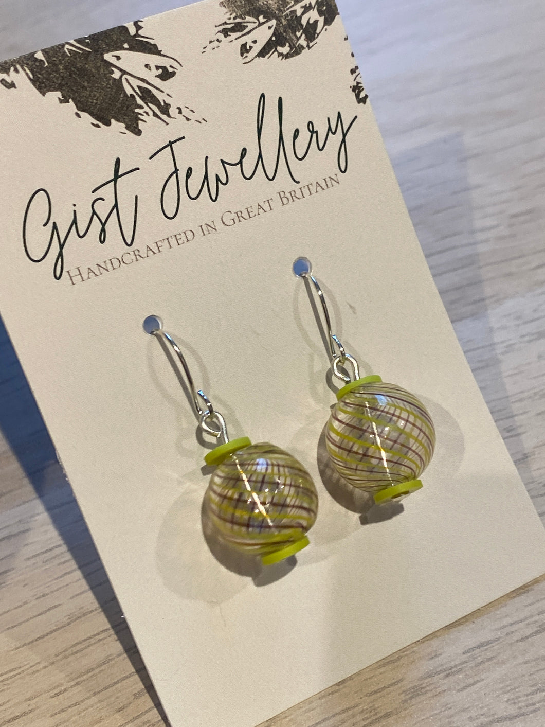 HILE80 - Blown Glass Globe earrings - Lemon Yellow