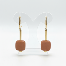 CSTE06 - Retro wood drop earrings - Gold, Orange