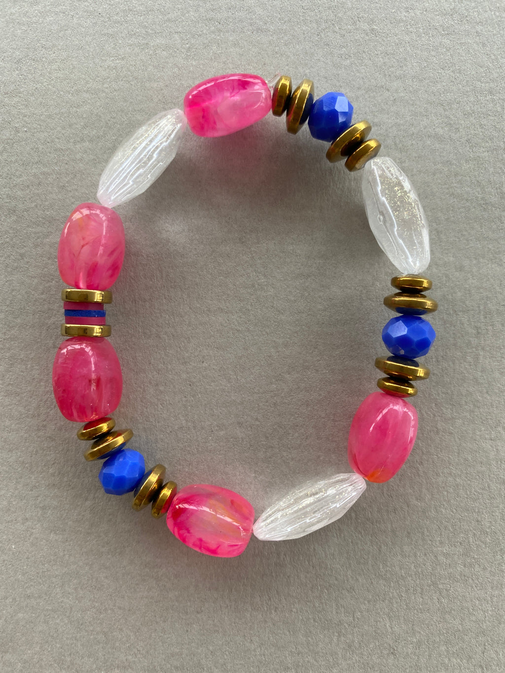 HILB13 - Pink and blue elasticated bracelet