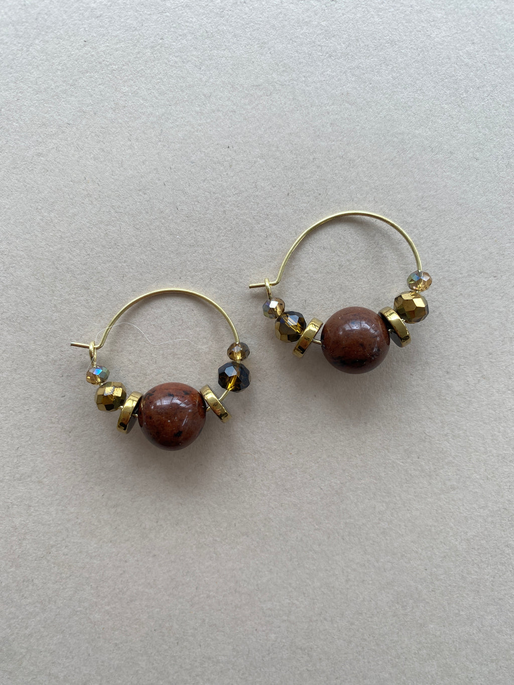 BDLHE16 - Semi precious Gem stone and crystal hoop earrings