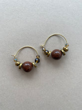 BDLHE16 - Semi precious Gem stone and crystal hoop earrings