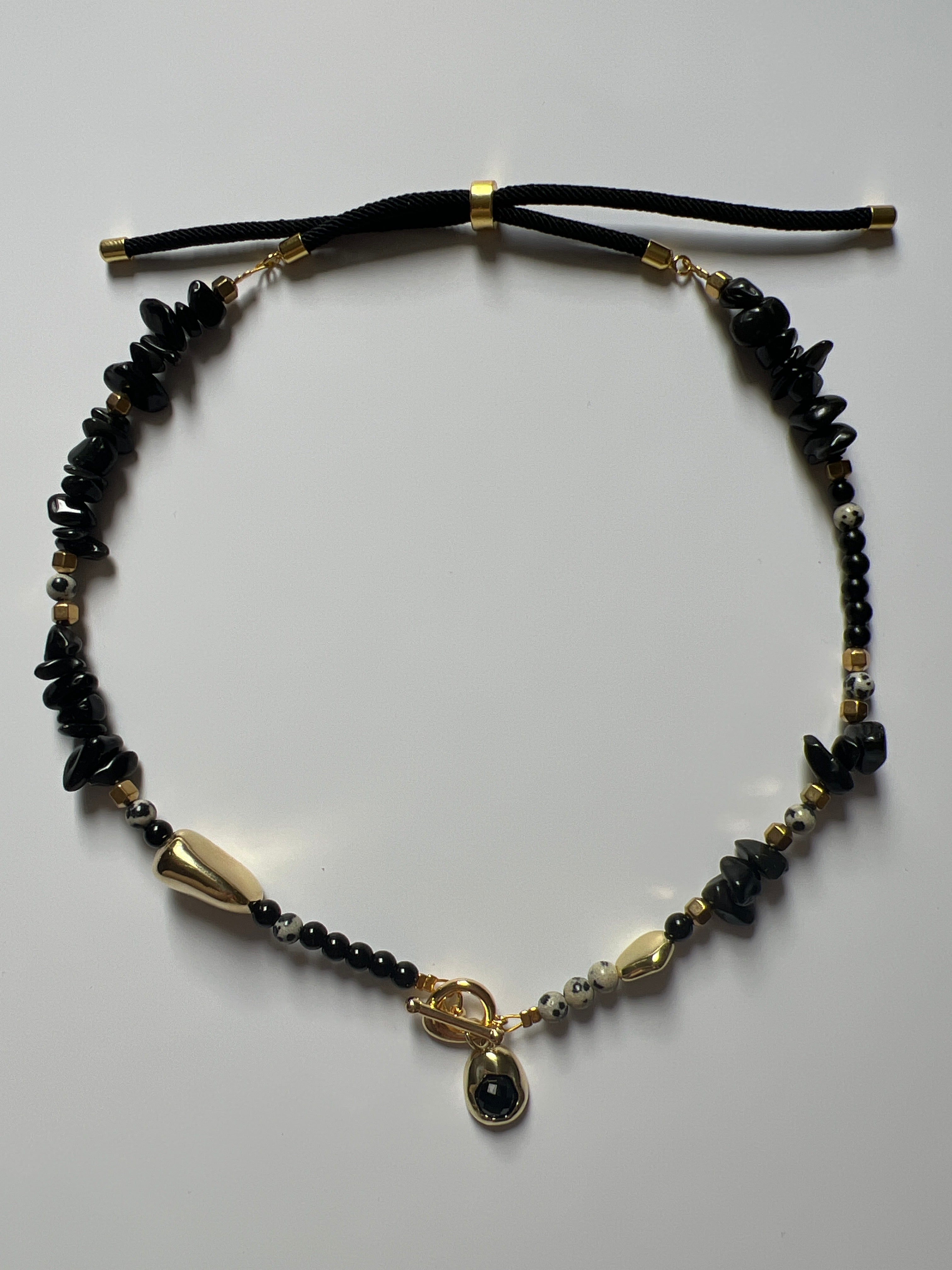 EOR06 - black gold nugget necklace