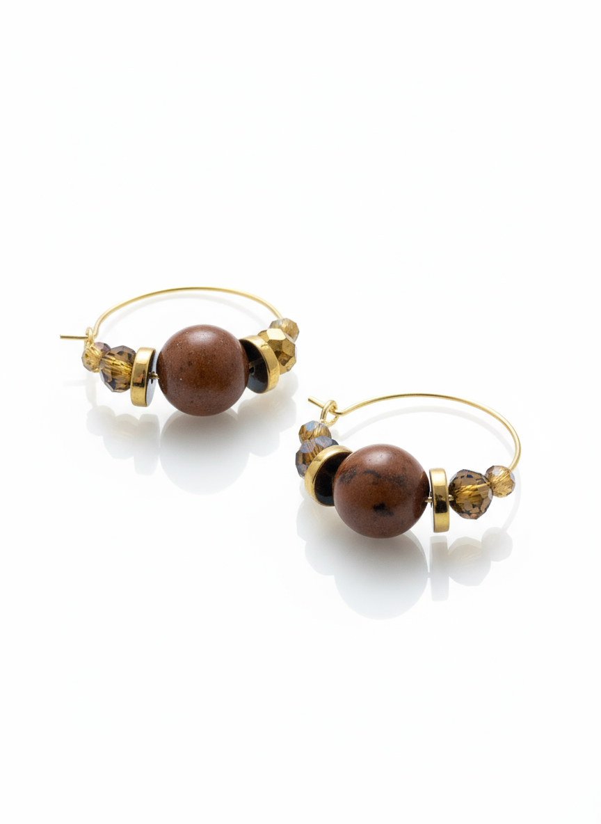 BDLHE16 - Semi precious Gem stone and crystal hoop earrings
