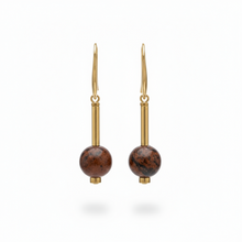 CSTE15- Mahogany Obsidian drop earrings - Burgandy, Rust