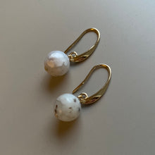 CSTE14 - Natural white African gemstone drop earrings - White