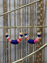 HILHE11 - Royal blue and multi coloured clay hoop earring