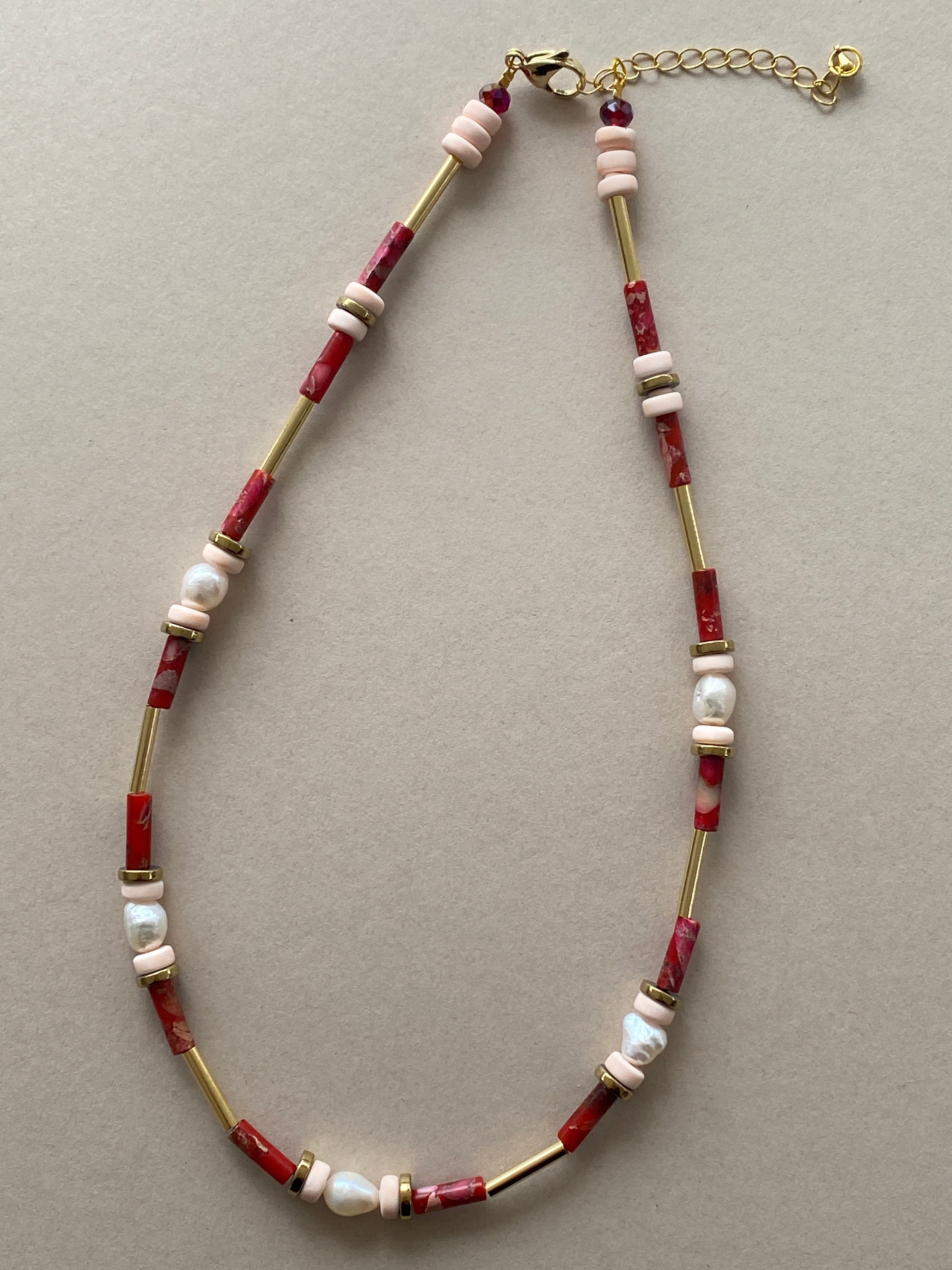 BDL05 - Pink, Peach & Freshwater pearl necklace