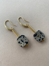 BDLE03 - Dalmatian Jasper square Drop Earrings