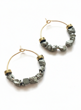 BDLHE19 - Hematite & Gemstone nugget hoop earrings