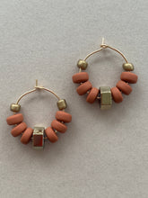 BDLHE21 - Terracotta clay and Hematite hoop earrings