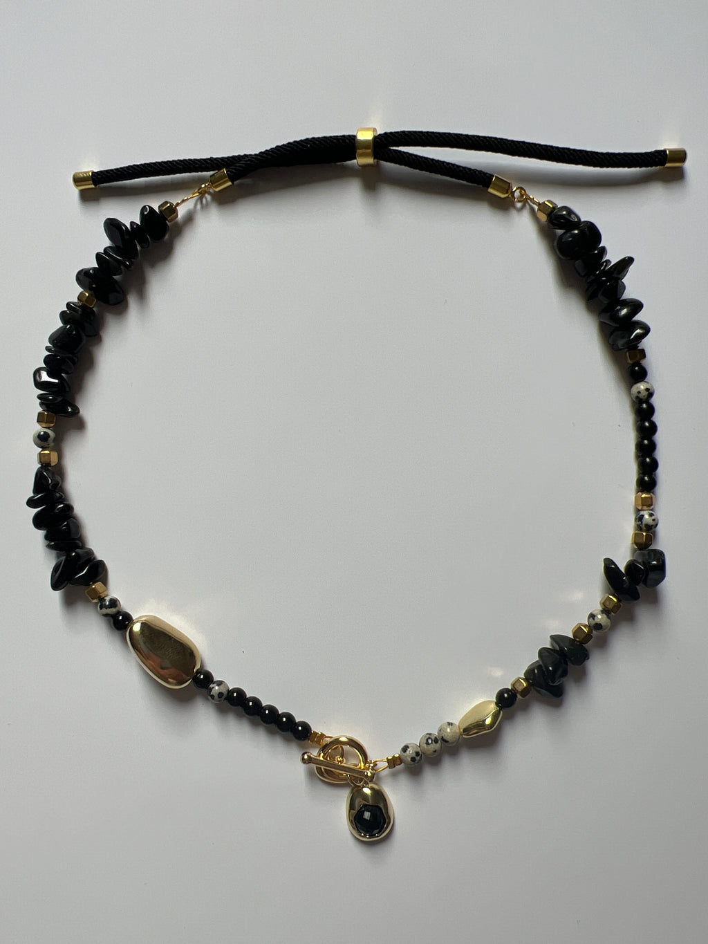 EOR06 - black gold nugget necklace